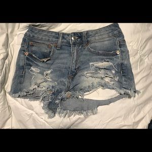 Ripped jean shorts